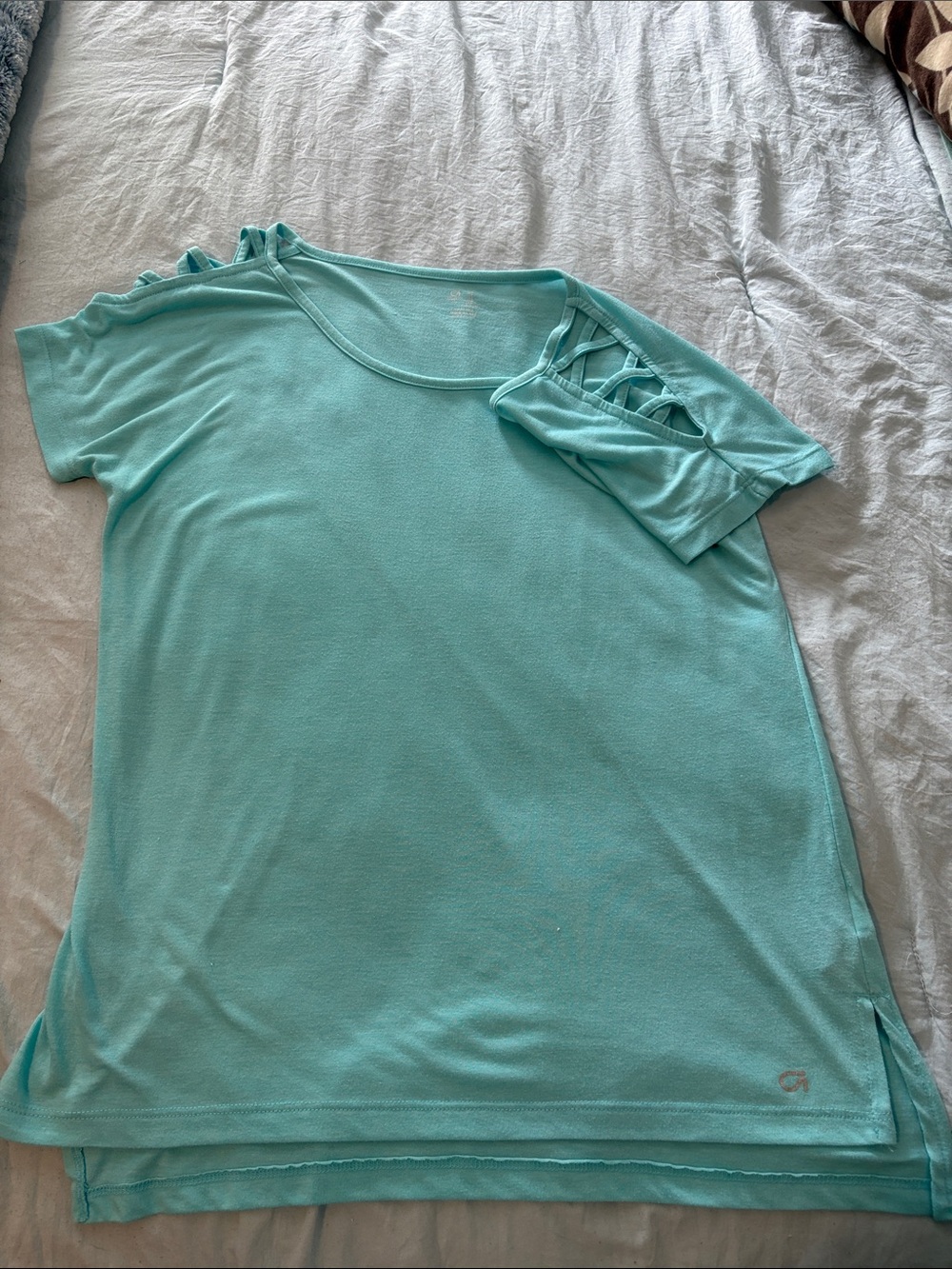 GAP Light Aqua Cold-Shoulder Short Sleeve Tee